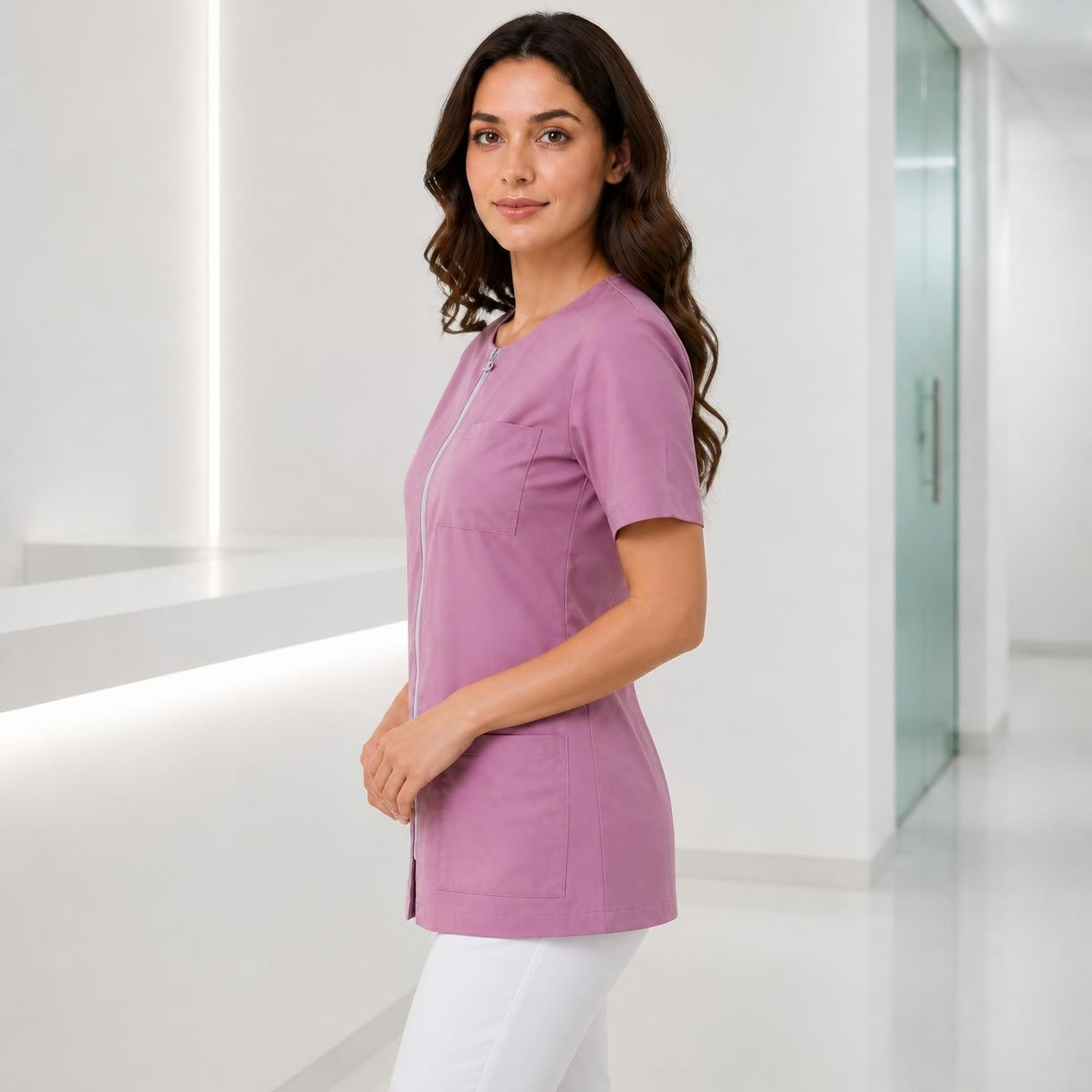 Bluza scrub cu fermoar — vedere 4