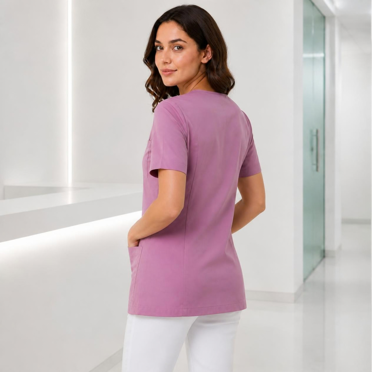 Bluza scrub cu fermoar — vedere 3