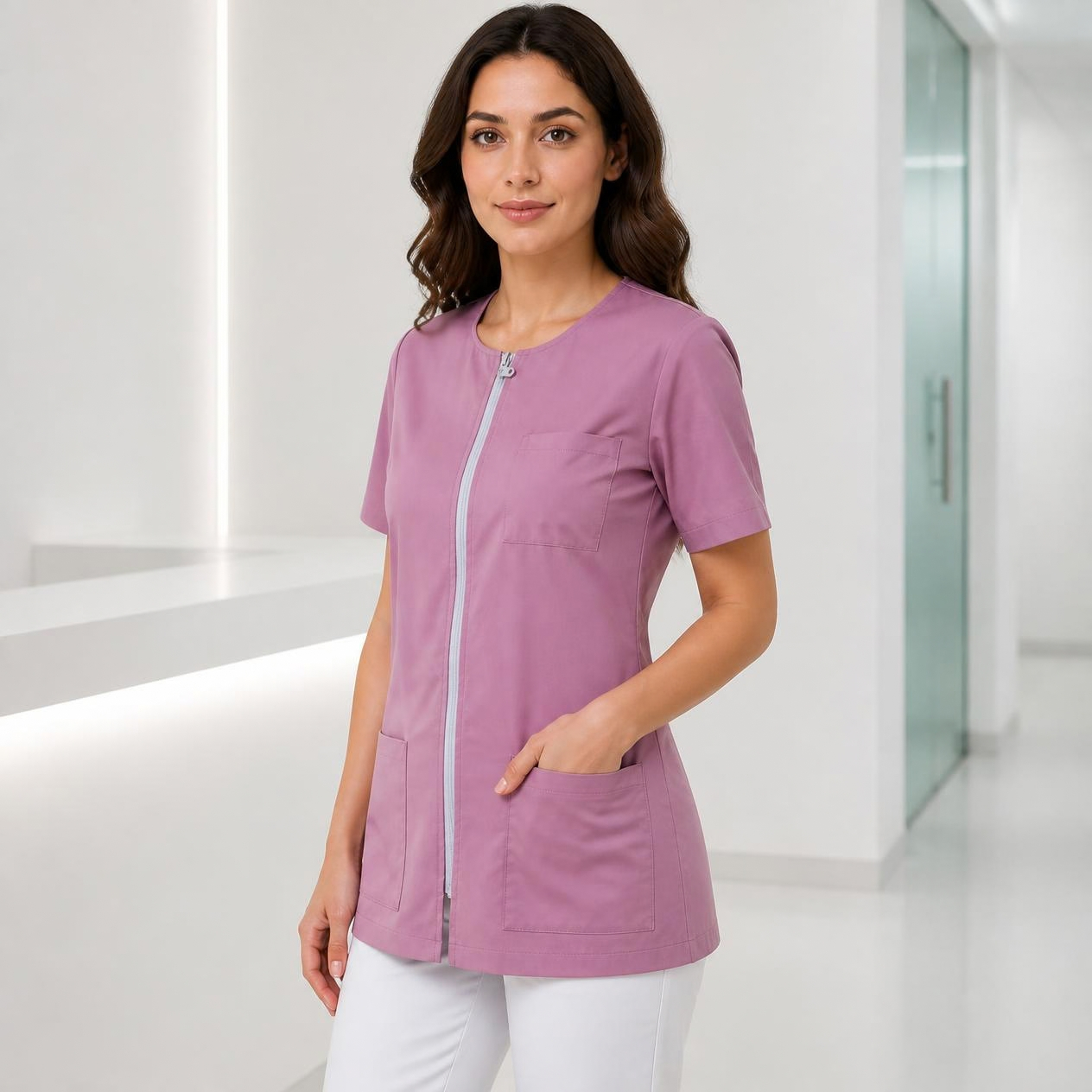 Bluza scrub cu fermoar — Zipper